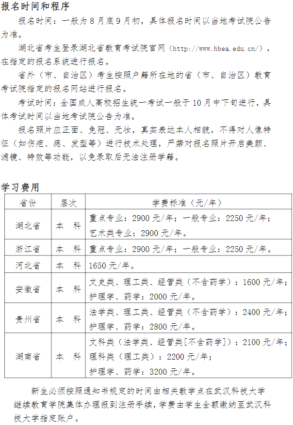 2024年武漢科技大學成人高等學歷繼續教育招生簡章
