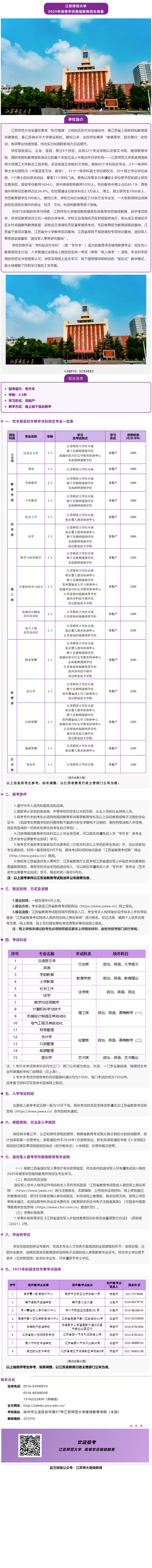 江蘇師范大學2025年高等學歷繼續教育招生簡章