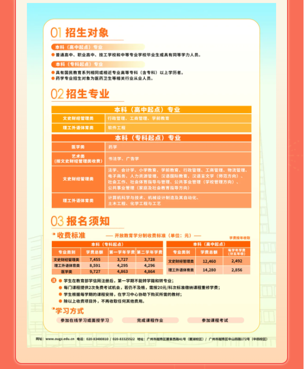 廣州開放大學2025年春季開放教育招生簡章