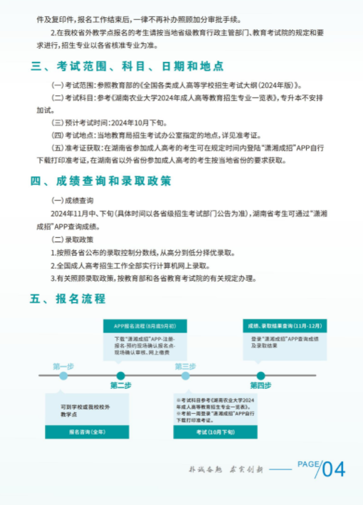 湖南農業大學2024年成人高等教育招生簡章