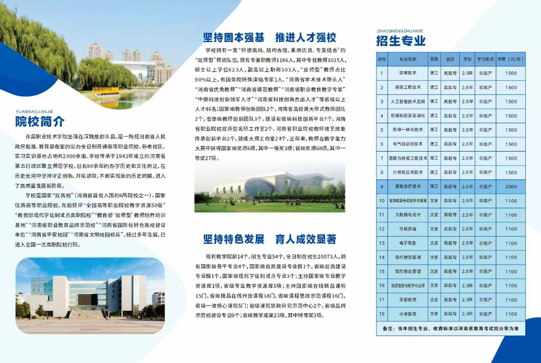 2025年度許昌職業技術學院高等學歷繼續教育招生簡章