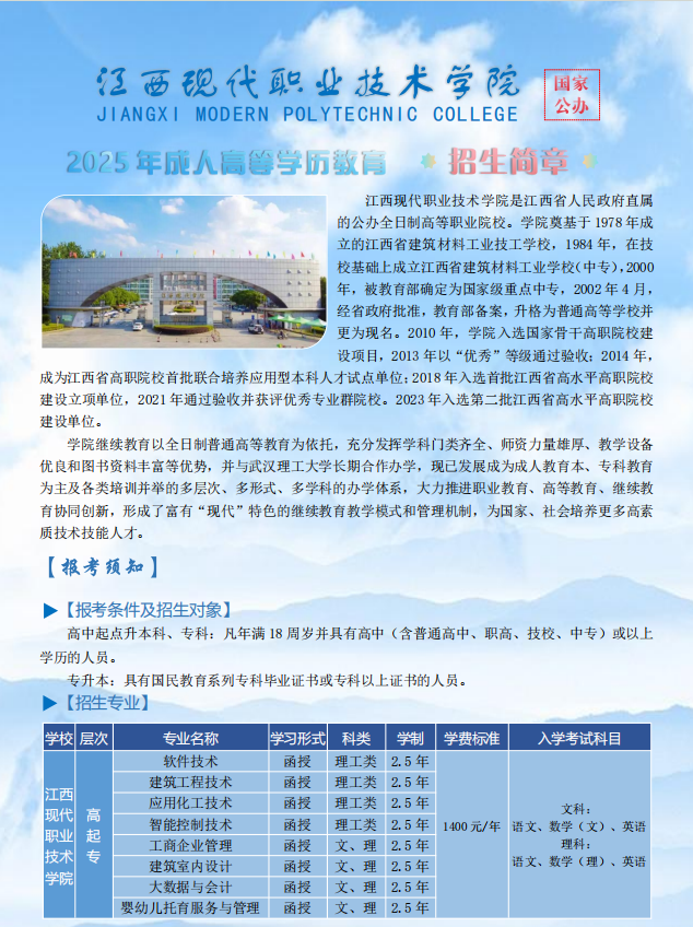 2025年成人高等學歷教育招生簡章