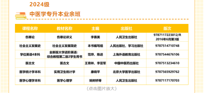 南方醫科大學成人高等教育2025年秋季學期教材目錄