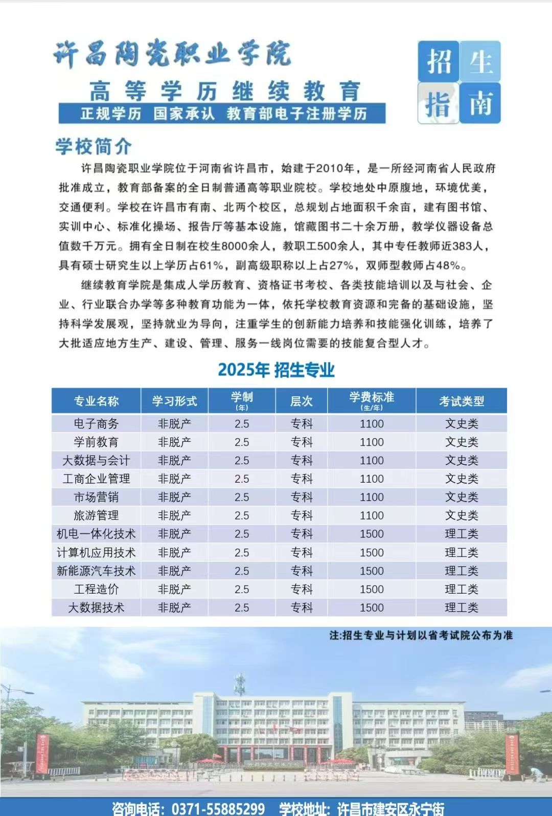 許昌陶瓷職業學院繼續教育錄取通知書可以打印了！