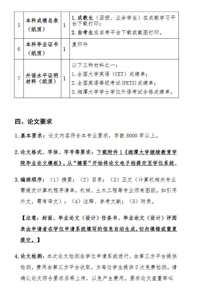 2025年11月湘潭大學成人本科畢業生學士學位申請通知