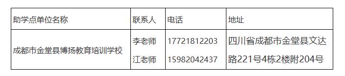 西南財經大學天府學院高等教育自學考試助學點信息