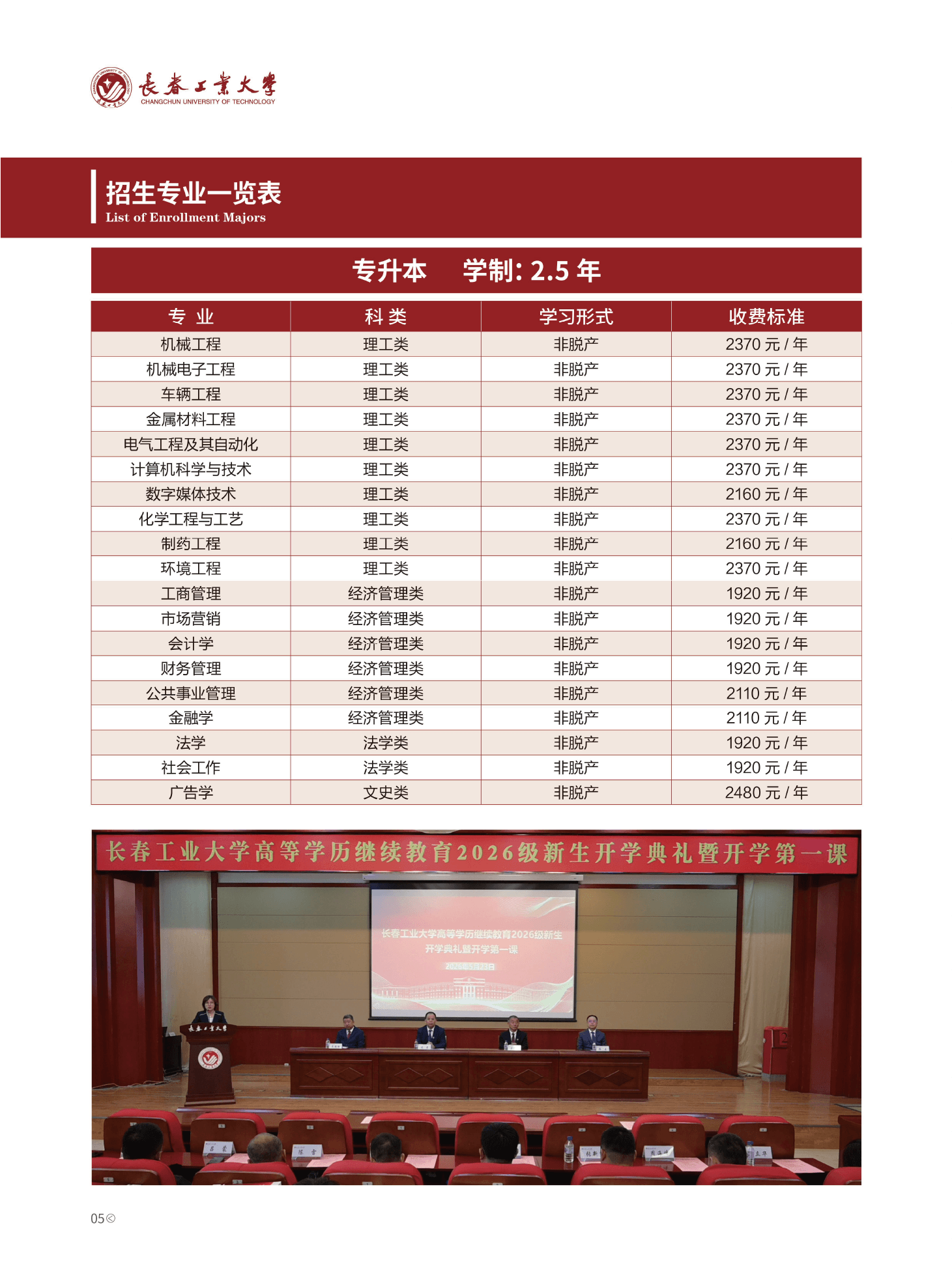 長春工業大學成人高等學歷繼續教育2026年招生簡章