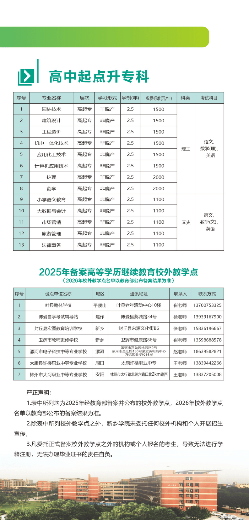 2026新鄉學院高等學歷繼續教育招生簡章