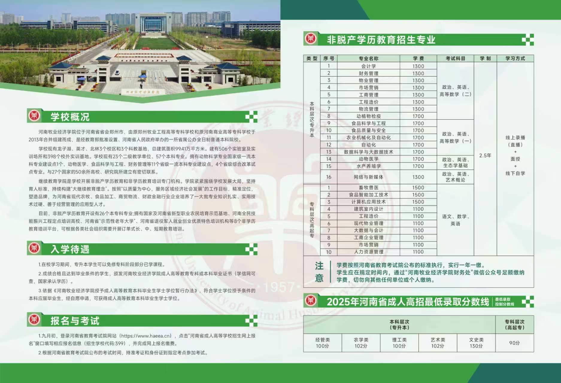 河南牧業經濟學院2026年高等學歷繼續教育招生簡章