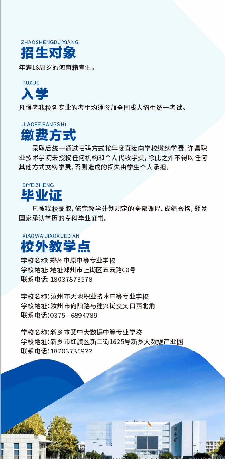 2026年許昌職業技術學院高等學歷繼續教育招生簡章