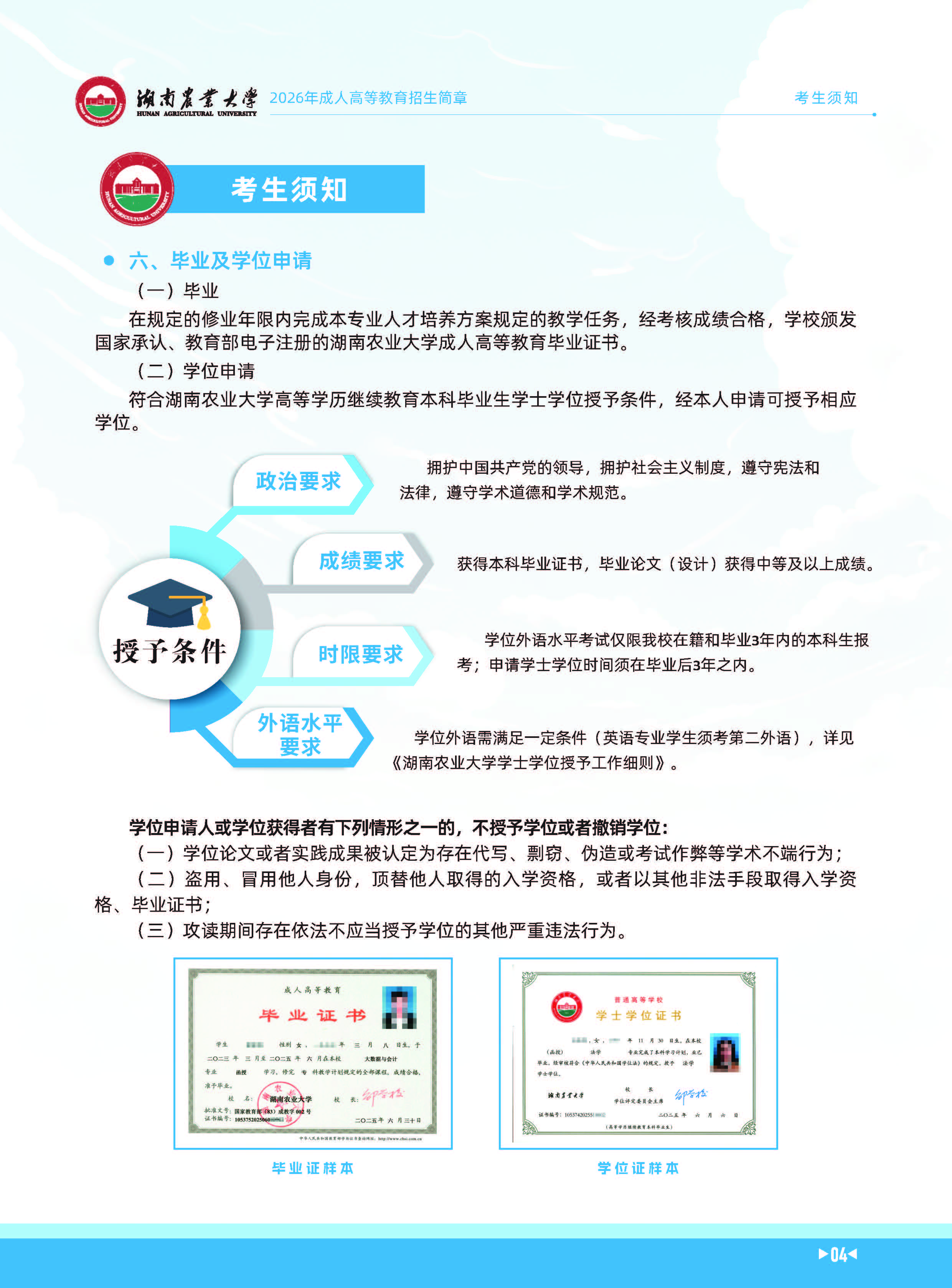 湖南農業大學2026年成人高等教育招生簡章