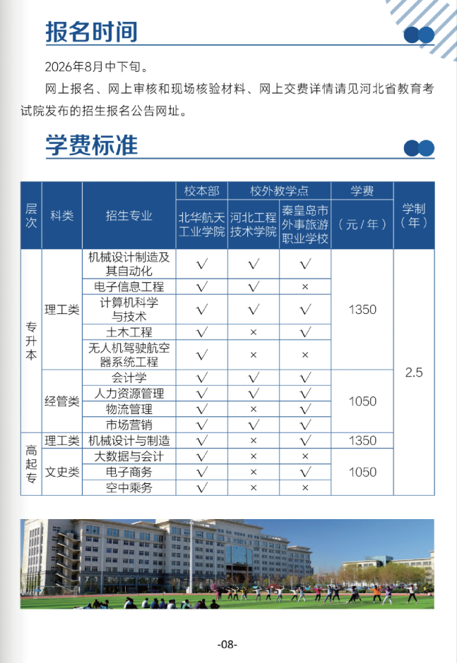 北華航天工業學院高等學歷繼續教育2026年招生簡章