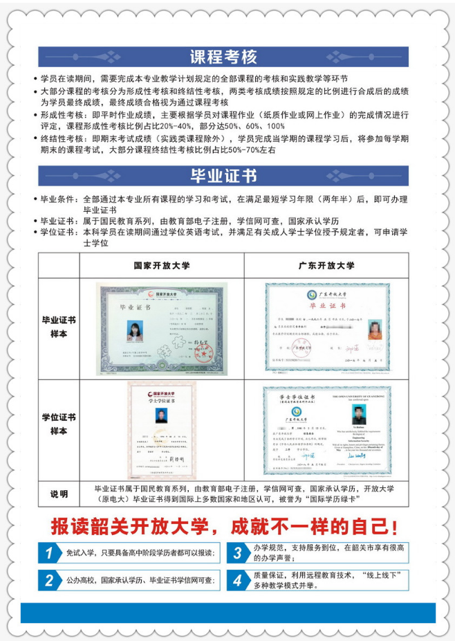 韶關開放大學（仁化分校）2023年春季招生簡章