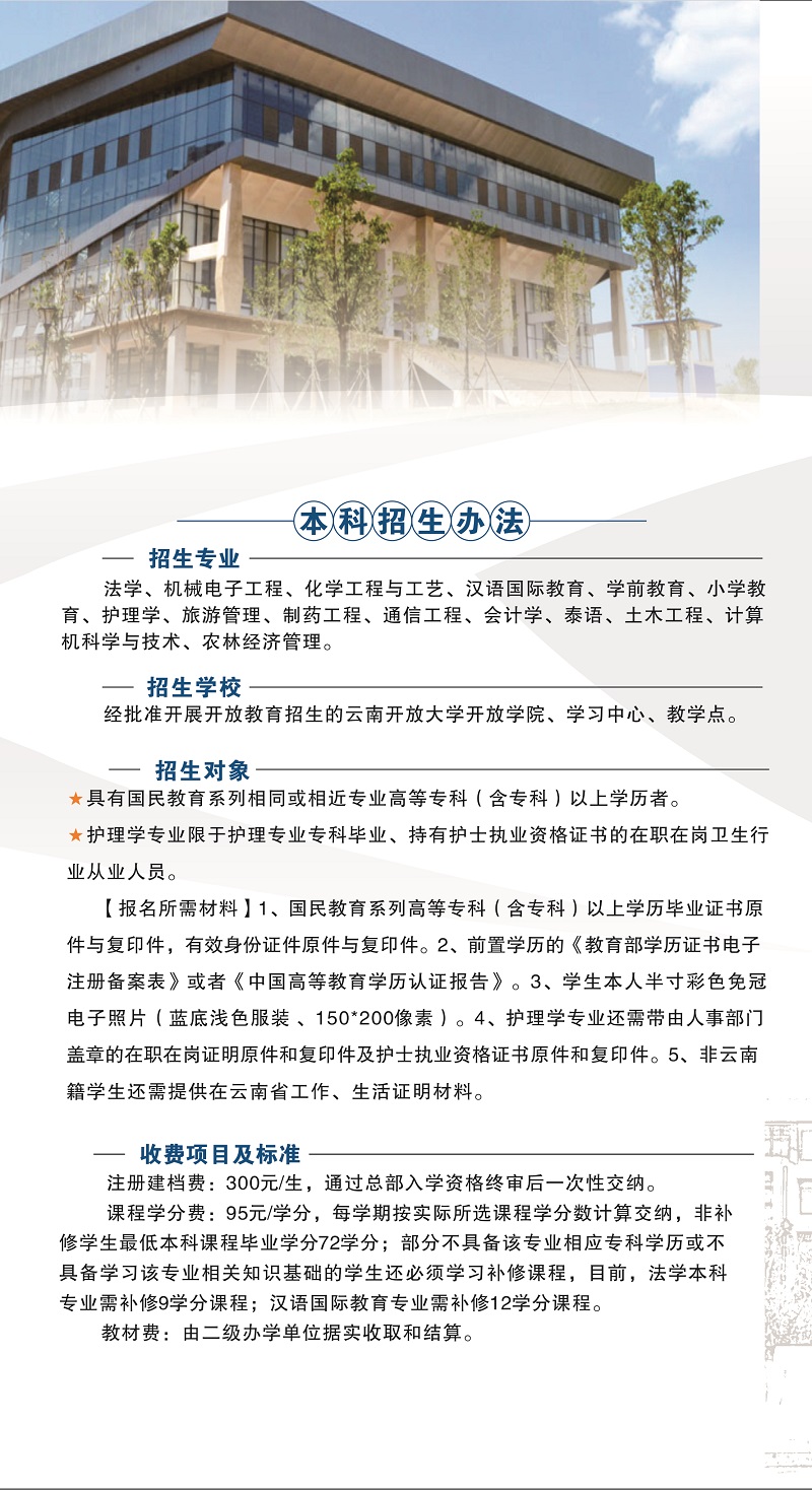 2023年春季云南保山開放大學招生簡章