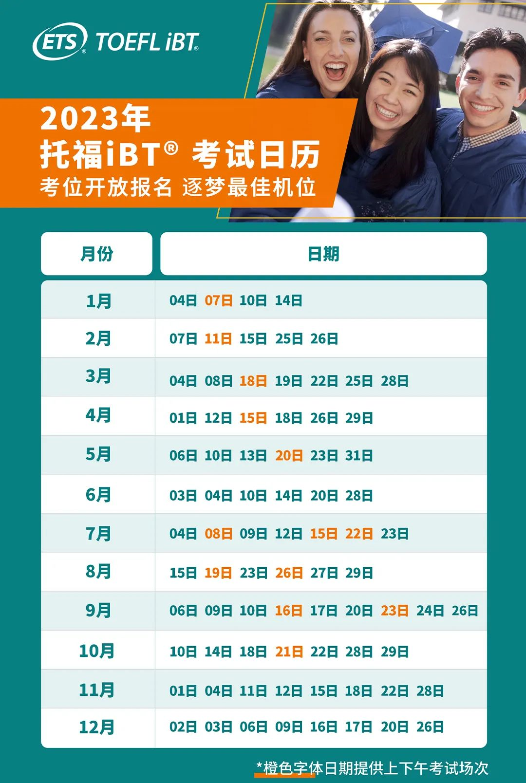 托福考試時間查詢