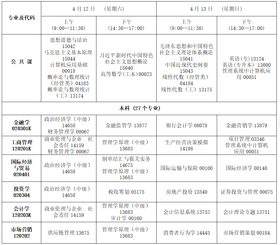 2025年4月?吉林省自考考試安排