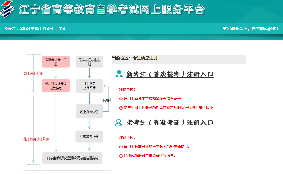 遼寧省2024年10月自考報名入口已開通 遼寧省2024年10月自考報名入口已開通