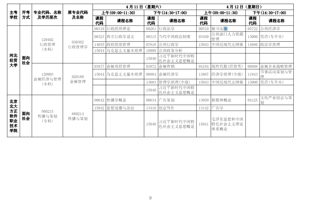 2026年4月河北省自考考試安排 2026年4月河北省自考考試安排
